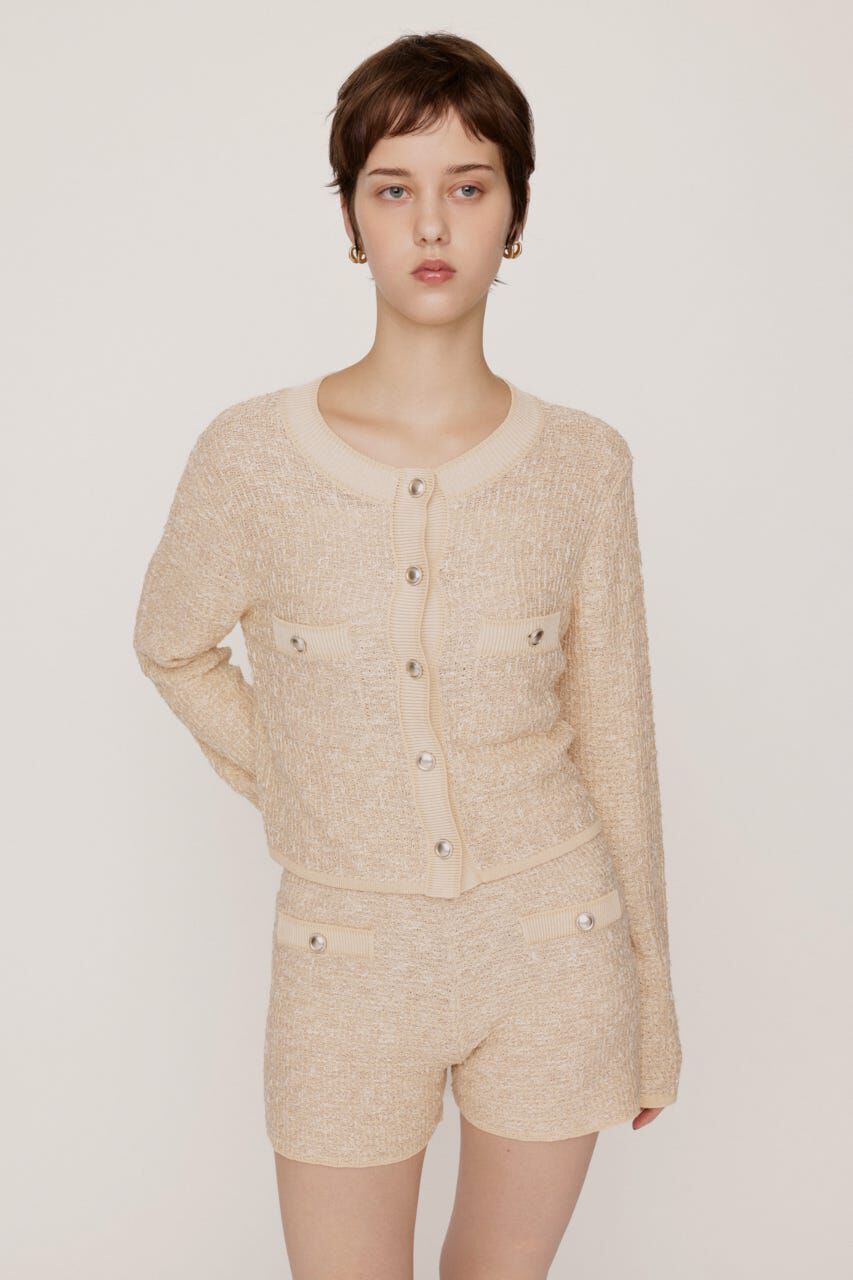 SLY「BICOLOR TWEED KNIT トップス」|カーディガン|