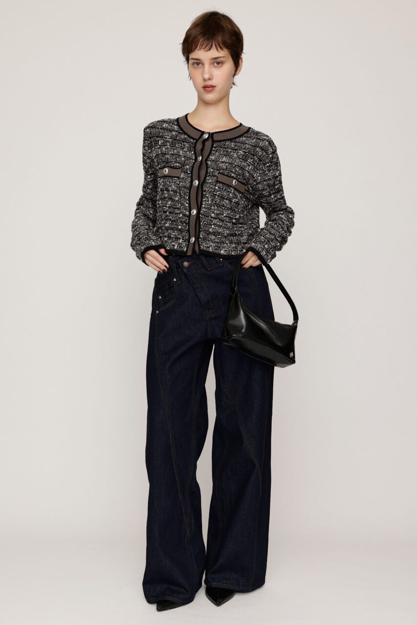 SLY「BICOLOR TWEED KNIT トップス」|カーディガン|