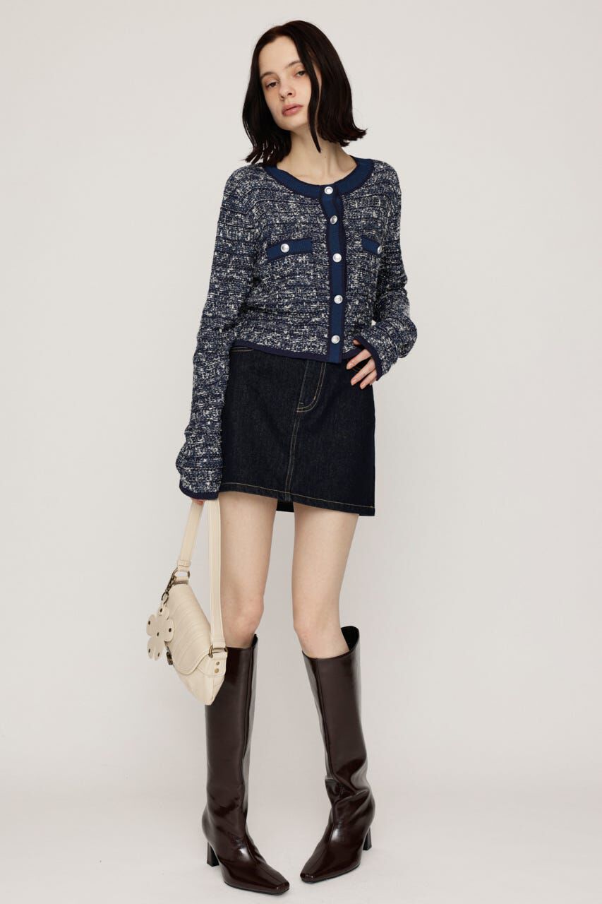 SLY「BICOLOR TWEED KNIT トップス」|カーディガン|