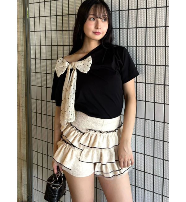 CALNAMUR「リボン付きTシャツ」|Tシャツ・カットソー|