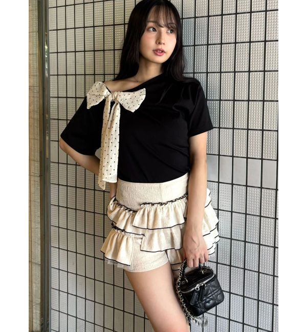 CALNAMUR「リボン付きTシャツ」|Tシャツ・カットソー|