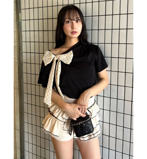 CALNAMUR「リボン付きTシャツ」|Tシャツ・カットソー|