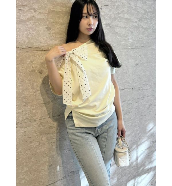 CALNAMUR「リボン付きTシャツ」|Tシャツ・カットソー|