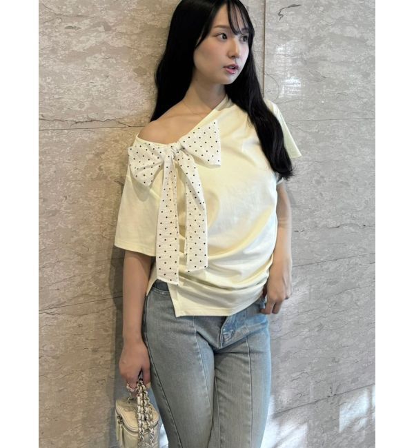 CALNAMUR「リボン付きTシャツ」|Tシャツ・カットソー|
