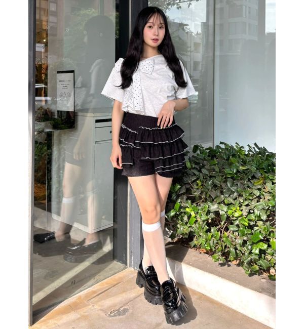 CALNAMUR「リボン付きTシャツ」|Tシャツ・カットソー|