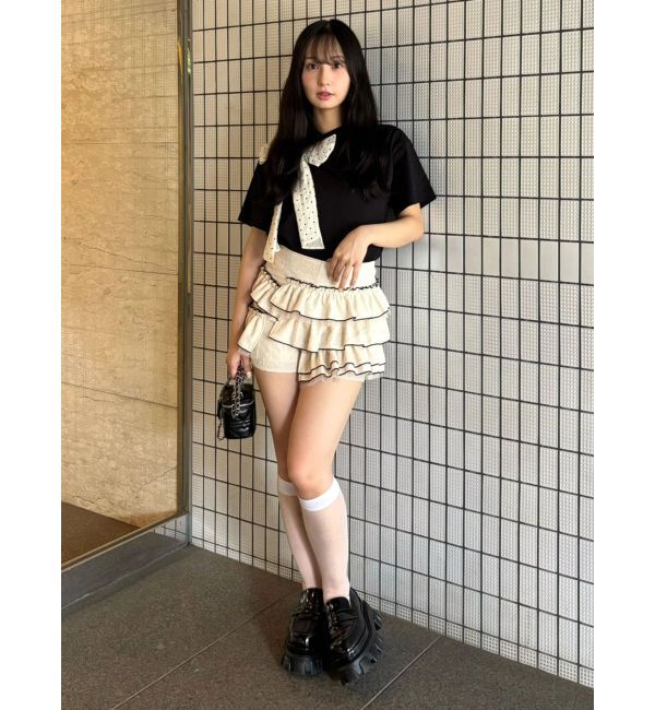 CALNAMUR「リボン付きTシャツ」|Tシャツ・カットソー|