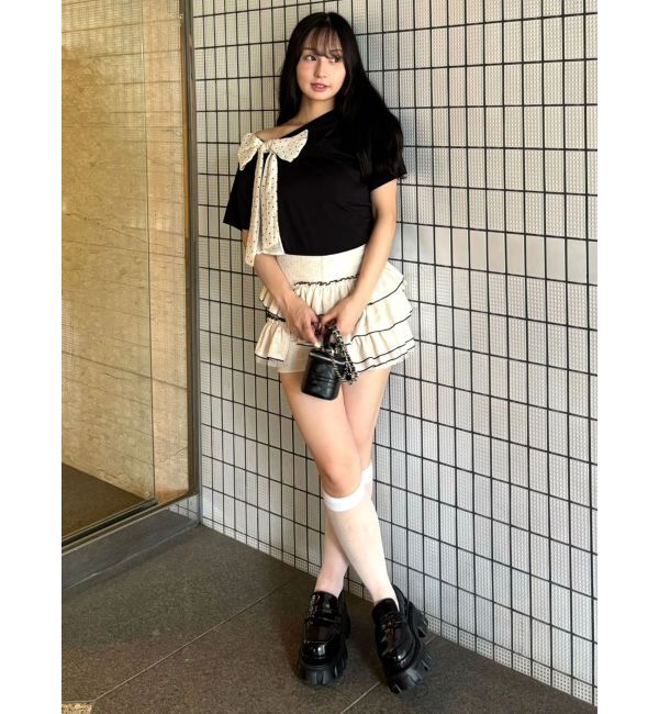CALNAMUR「リボン付きTシャツ」|Tシャツ・カットソー|