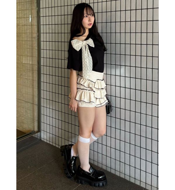 CALNAMUR「リボン付きTシャツ」|Tシャツ・カットソー|
