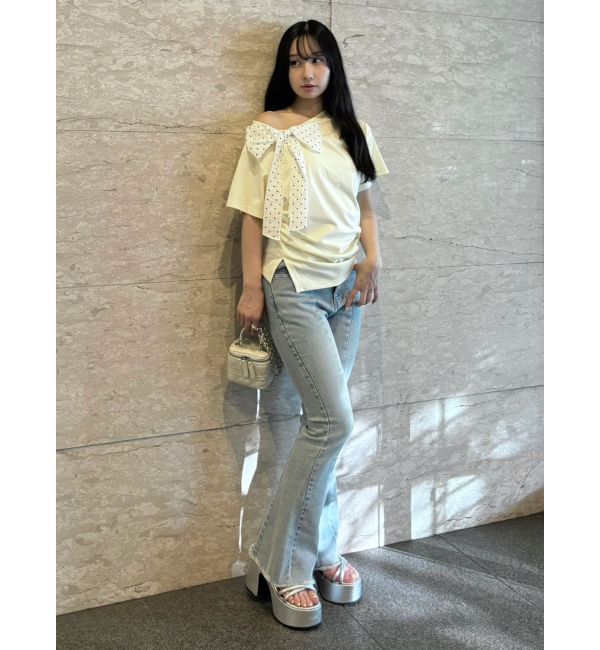 CALNAMUR「リボン付きTシャツ」|Tシャツ・カットソー|