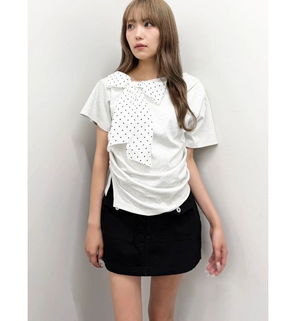 CALNAMUR「リボン付きTシャツ」|Tシャツ・カットソー|