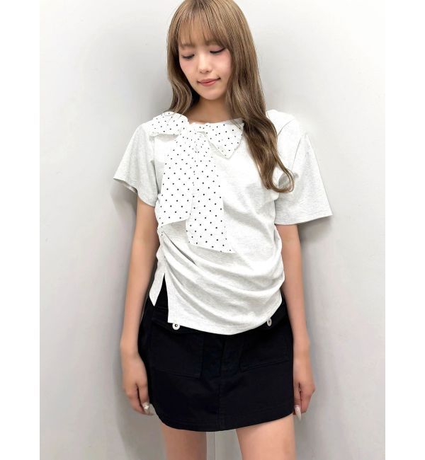 CALNAMUR「リボン付きTシャツ」|Tシャツ・カットソー|