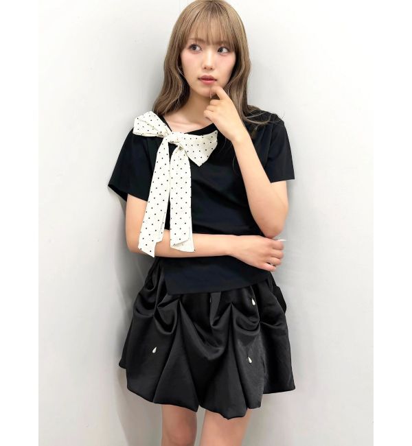 CALNAMUR「リボン付きTシャツ」|Tシャツ・カットソー|