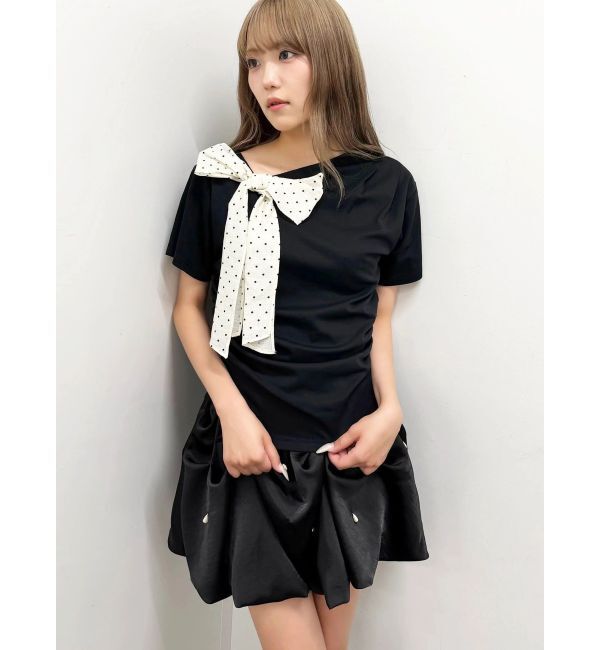 CALNAMUR「リボン付きTシャツ」|Tシャツ・カットソー|