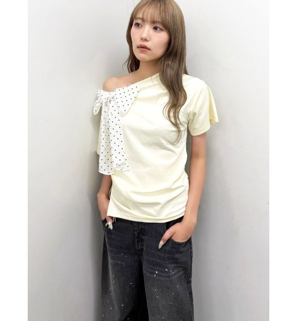 CALNAMUR「リボン付きTシャツ」|Tシャツ・カットソー|