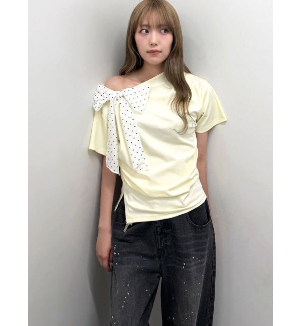 CALNAMUR「リボン付きTシャツ」|Tシャツ・カットソー|