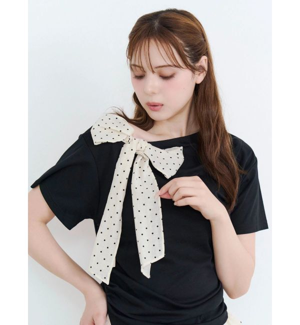 CALNAMUR「リボン付きTシャツ」|Tシャツ・カットソー|