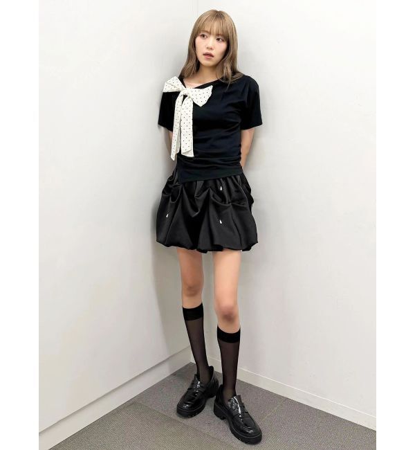 CALNAMUR「リボン付きTシャツ」|Tシャツ・カットソー|