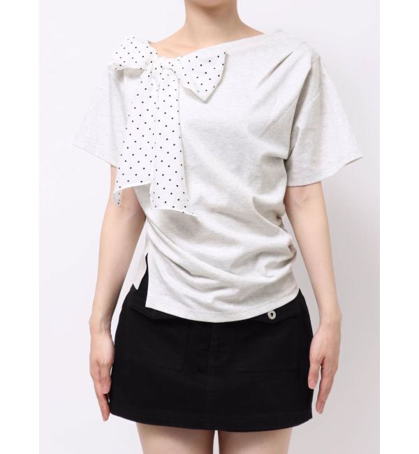 CALNAMUR「リボン付きTシャツ」|Tシャツ・カットソー|