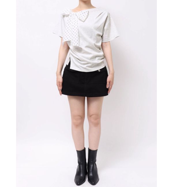 CALNAMUR「リボン付きTシャツ」|Tシャツ・カットソー|