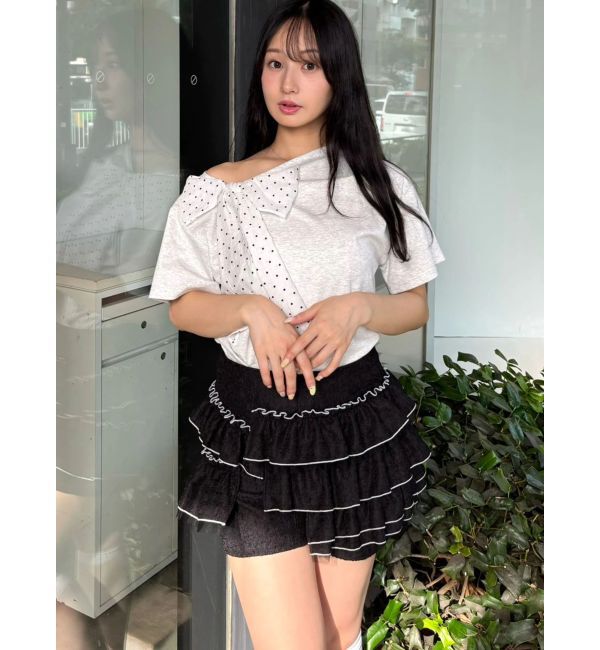 CALNAMUR「リボン付きTシャツ」|Tシャツ・カットソー|