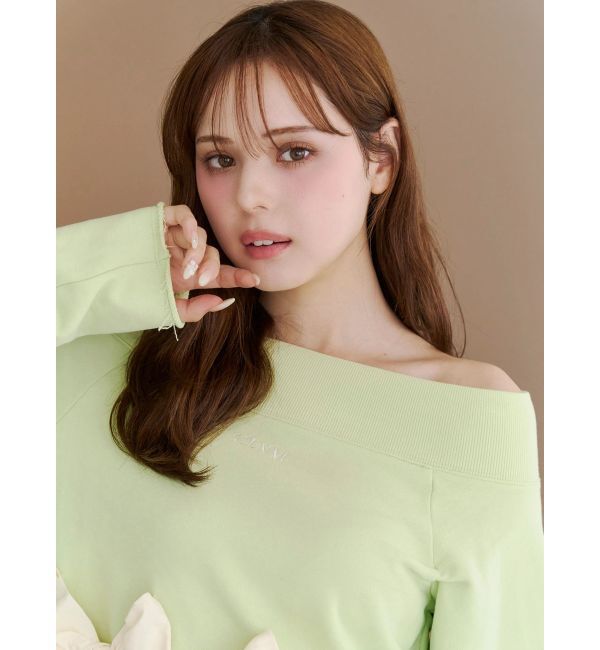 CALNAMUR「ヘムリボンオフショル裏毛トップス」|Tシャツ・カットソー|