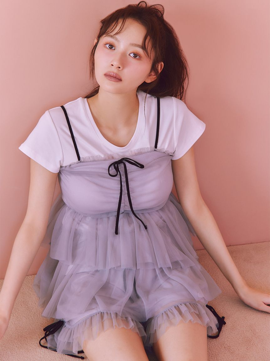 SNIDEL HOME「レースモチーフカットTシャツ」|ルームウェア|