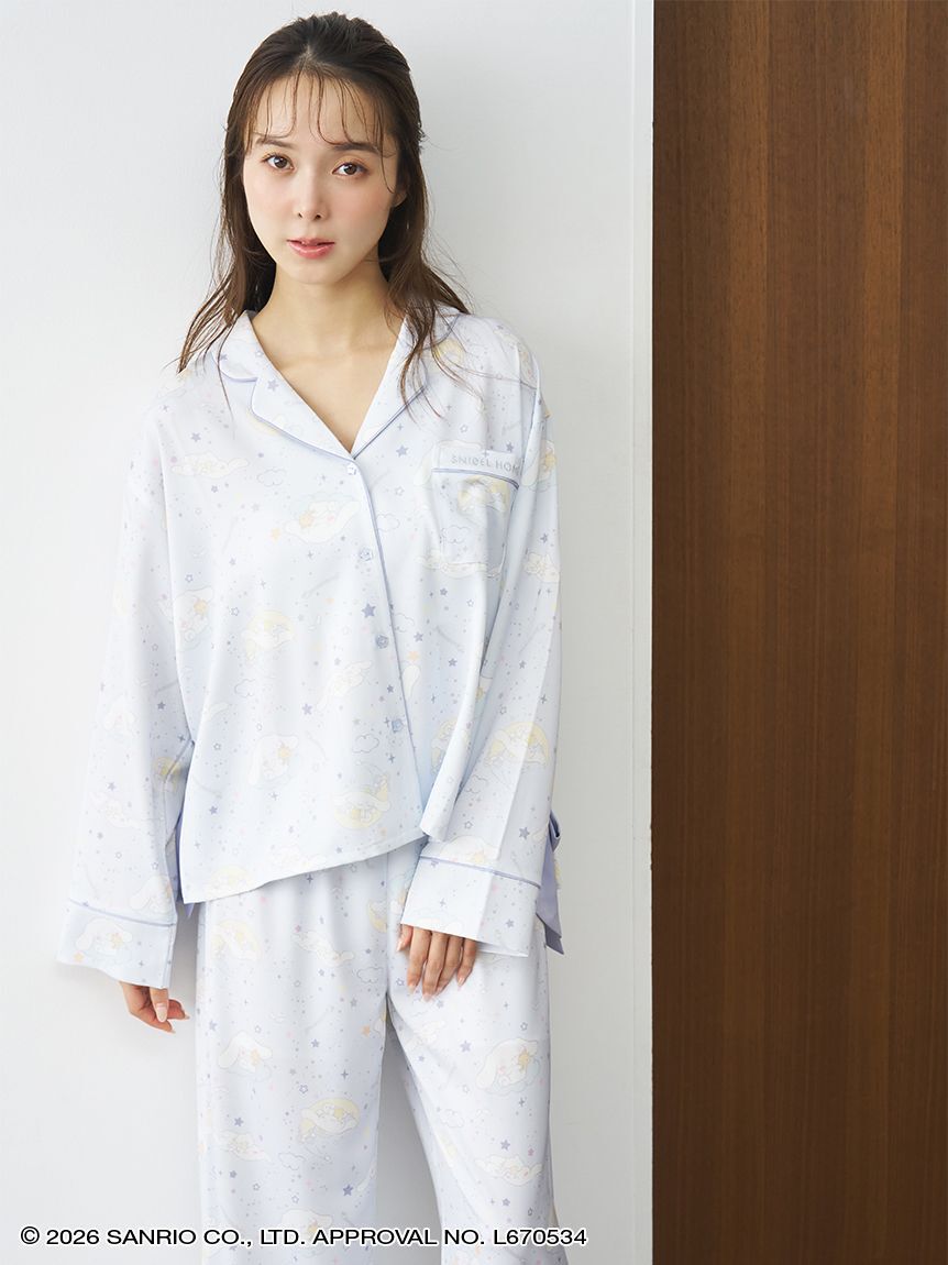 SNIDEL HOME「【WEB限定】【セット商品】【Cinnamoroll】サテン開襟シャツ＆ロングパンツSET」|ルームウェア|