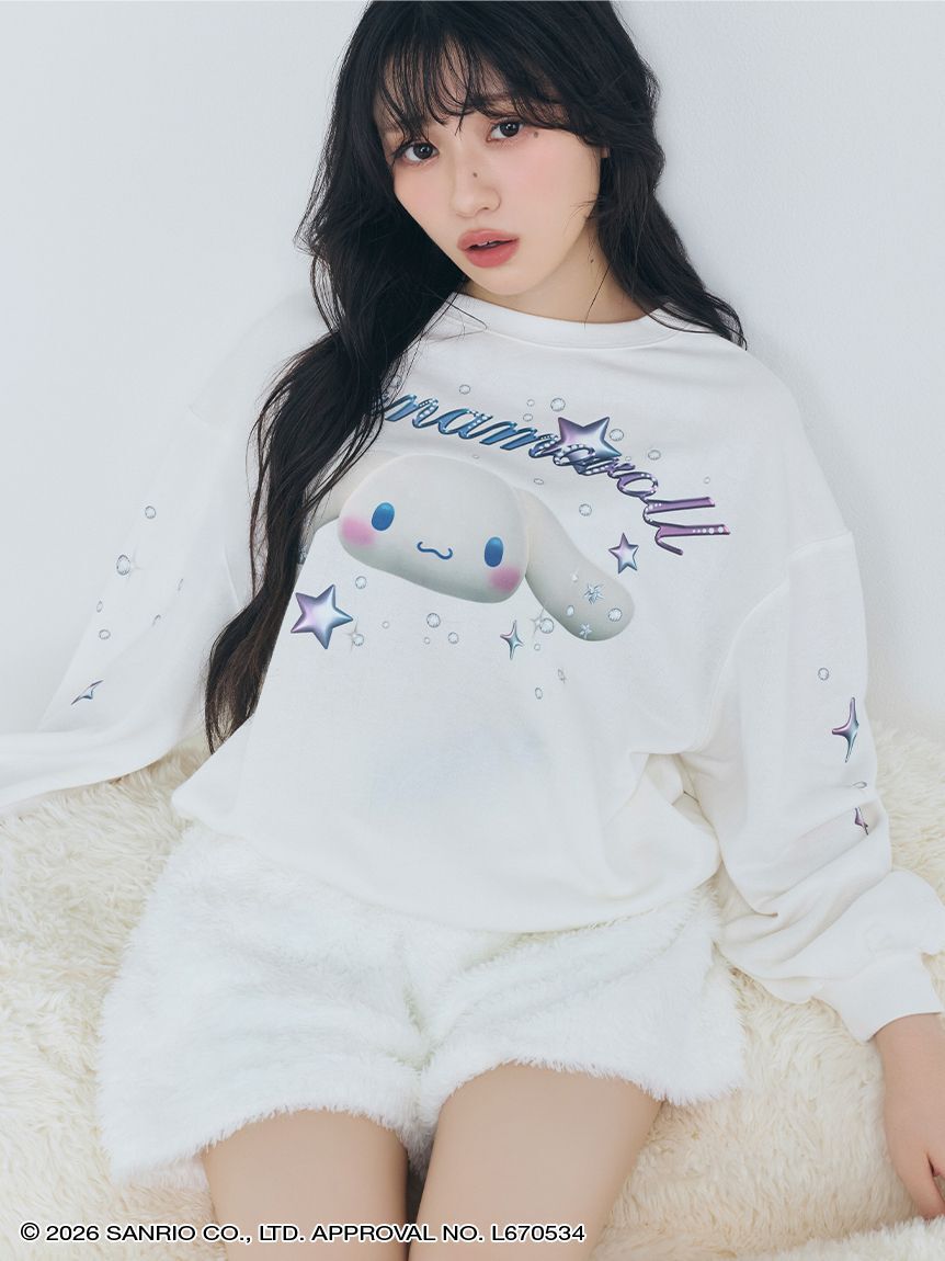 SNIDEL HOME「【Cinnamoroll】ラメスウェットプルオーバー」|ルームウェア|WHT
