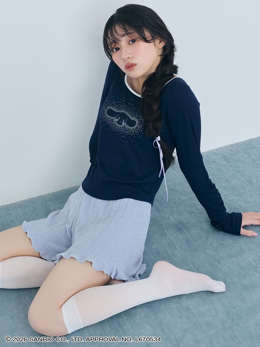 SNIDEL HOME「【Cinnamoroll】【接触冷感】ラメプリントミニＴシャツ」|ルームウェア|
