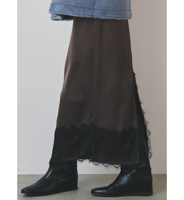 ELENDEEK「【Kaori Iseki&times;ELENDEEK】LACE HEM SATIN SK」|スカート|