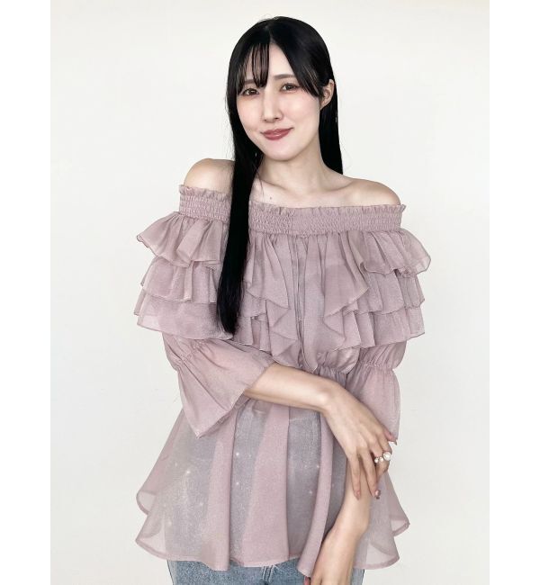 MERCURYDUO「オフショルラッフルチュニックブラウス」|シャツ・ブラウス|