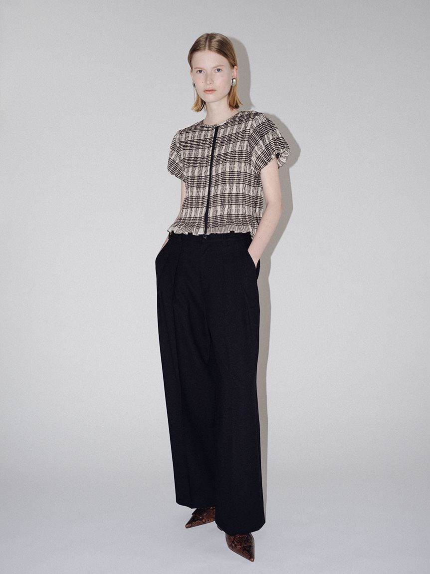 Mila Owen「【MILA PANTS】【UVカット】クールタッチ後ろゴム２タックワイドパンツ」|チノ|