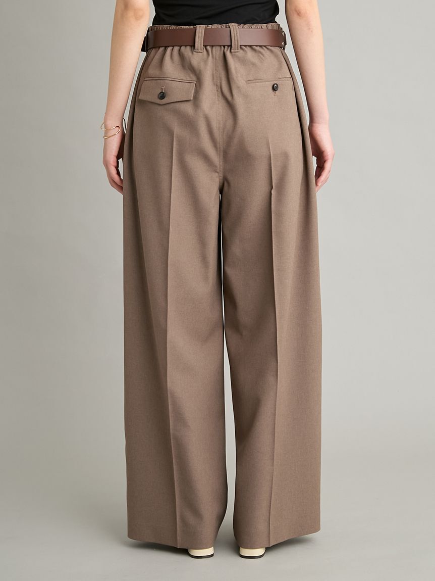 Mila Owen「【MILA PANTS】【UVカット】クールタッチ後ろゴム２タックワイドパンツ」|チノ|