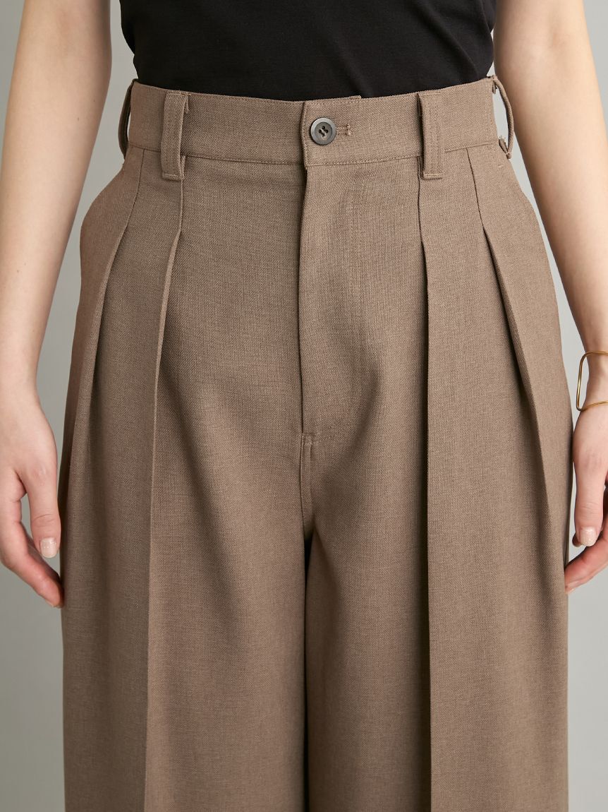Mila Owen「【MILA PANTS】【UVカット】クールタッチ後ろゴム２タックワイドパンツ」|チノ|
