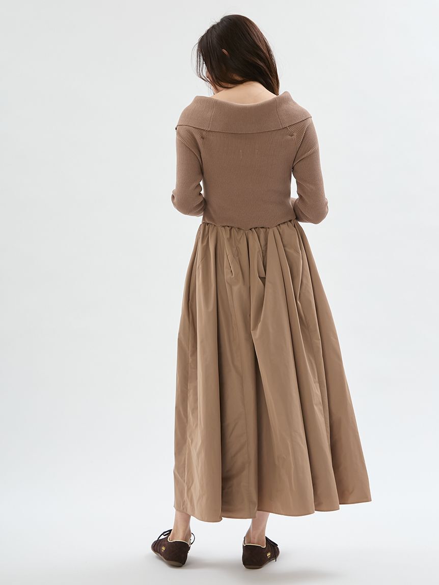 emmi atelier「オフショルカラーニットドッキングワンピース」|ワンピース|