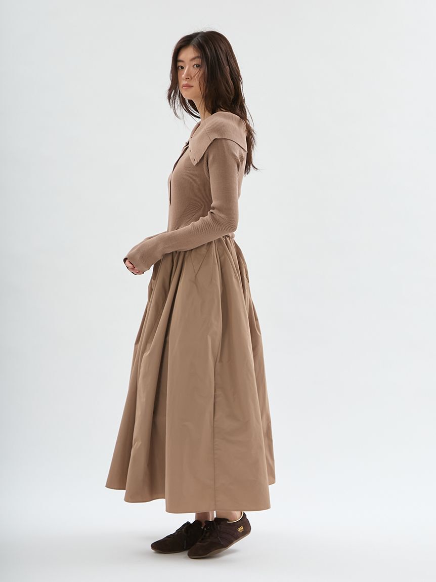 emmi atelier「オフショルカラーニットドッキングワンピース」|ワンピース|