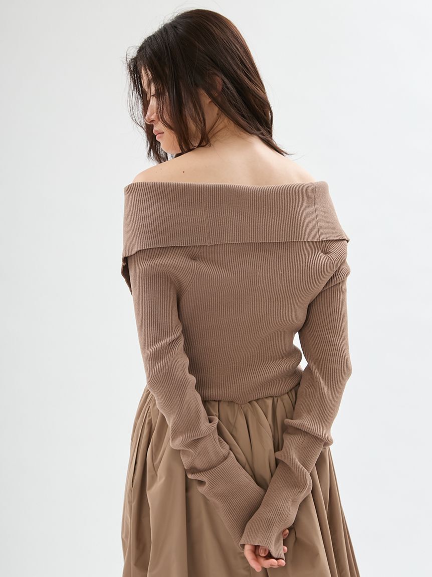 emmi atelier「オフショルカラーニットドッキングワンピース」|ワンピース|