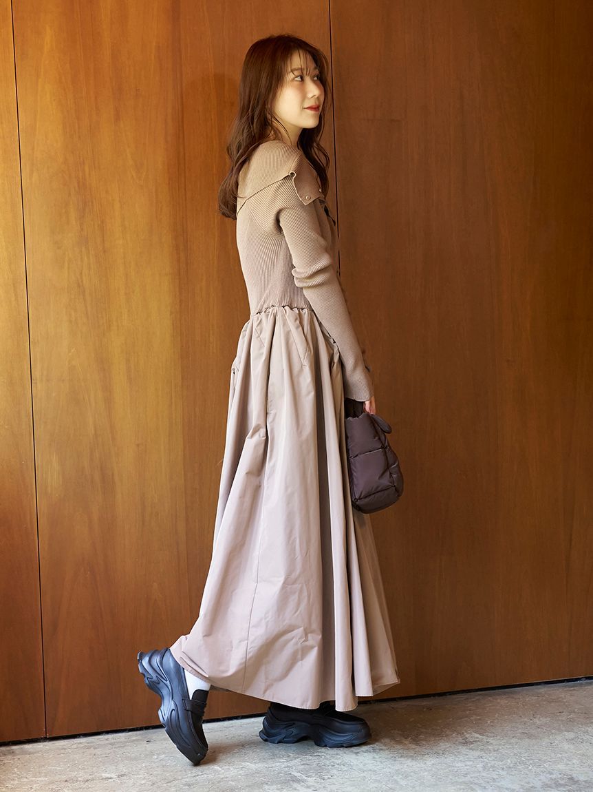emmi atelier「オフショルカラーニットドッキングワンピース」|ワンピース|