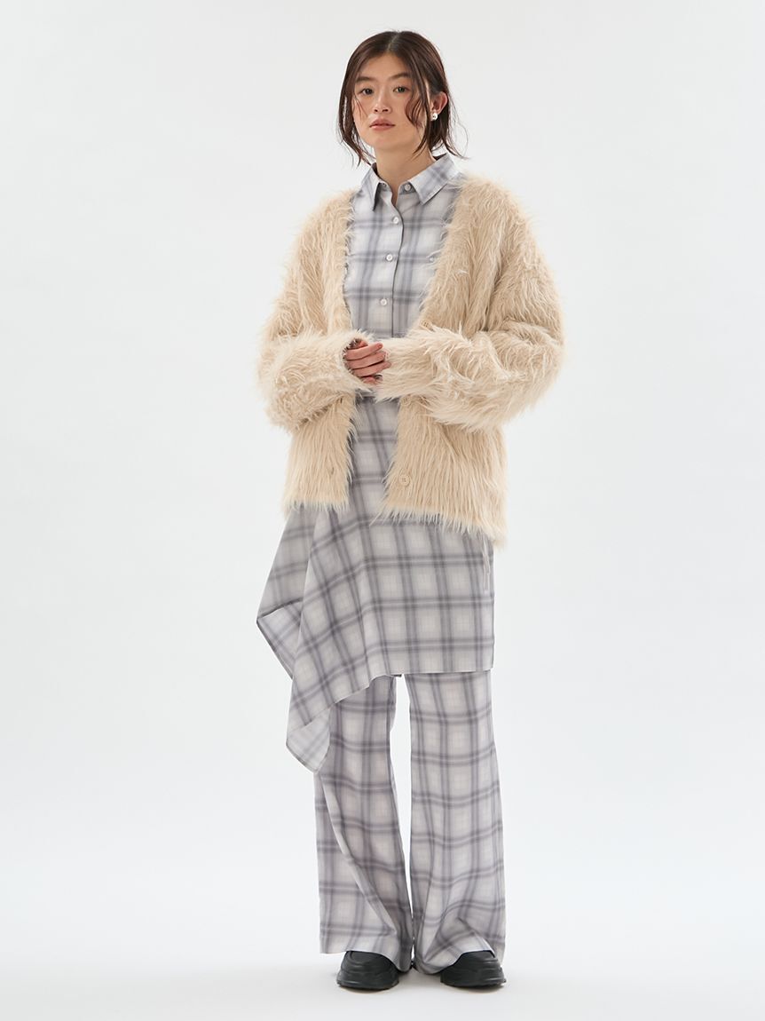 emmi atelier「チェックラップスカート&times;セミフレアパンツ【セットアップ対応】」|チノ|