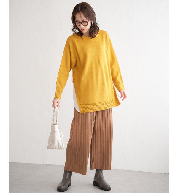 ikka「スウェードプリーツワイドパンツ」|その他|