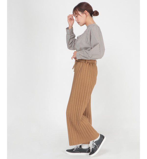 ikka「スウェードプリーツワイドパンツ」|その他|