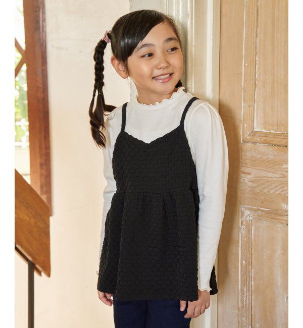 ikka kids「フクレジャカードキャミドッキングロンT（120~160cm）【WEB限定カラー展開】」|シャツ・ブラウス|ダークグレー