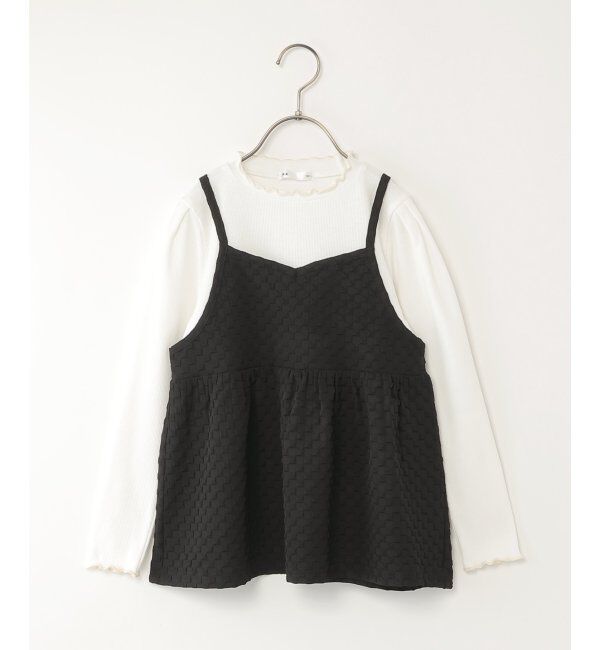 ikka kids「フクレジャカードキャミドッキングロンT（120~160cm）【WEB限定カラー展開】」|シャツ・ブラウス|ブラック