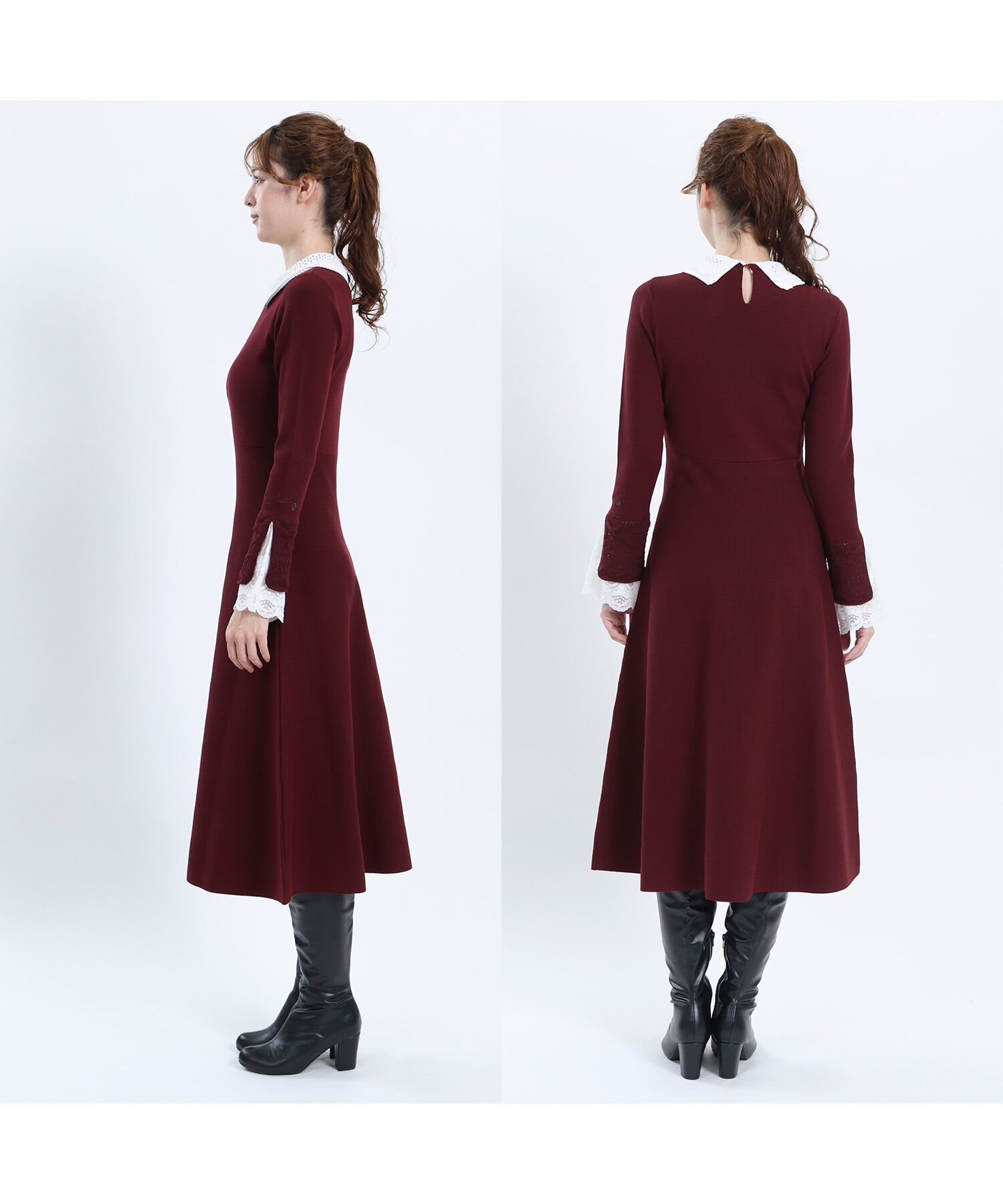 MARY QUANT「クロッシェカラーニットロング ワンピース」|ワンピース|