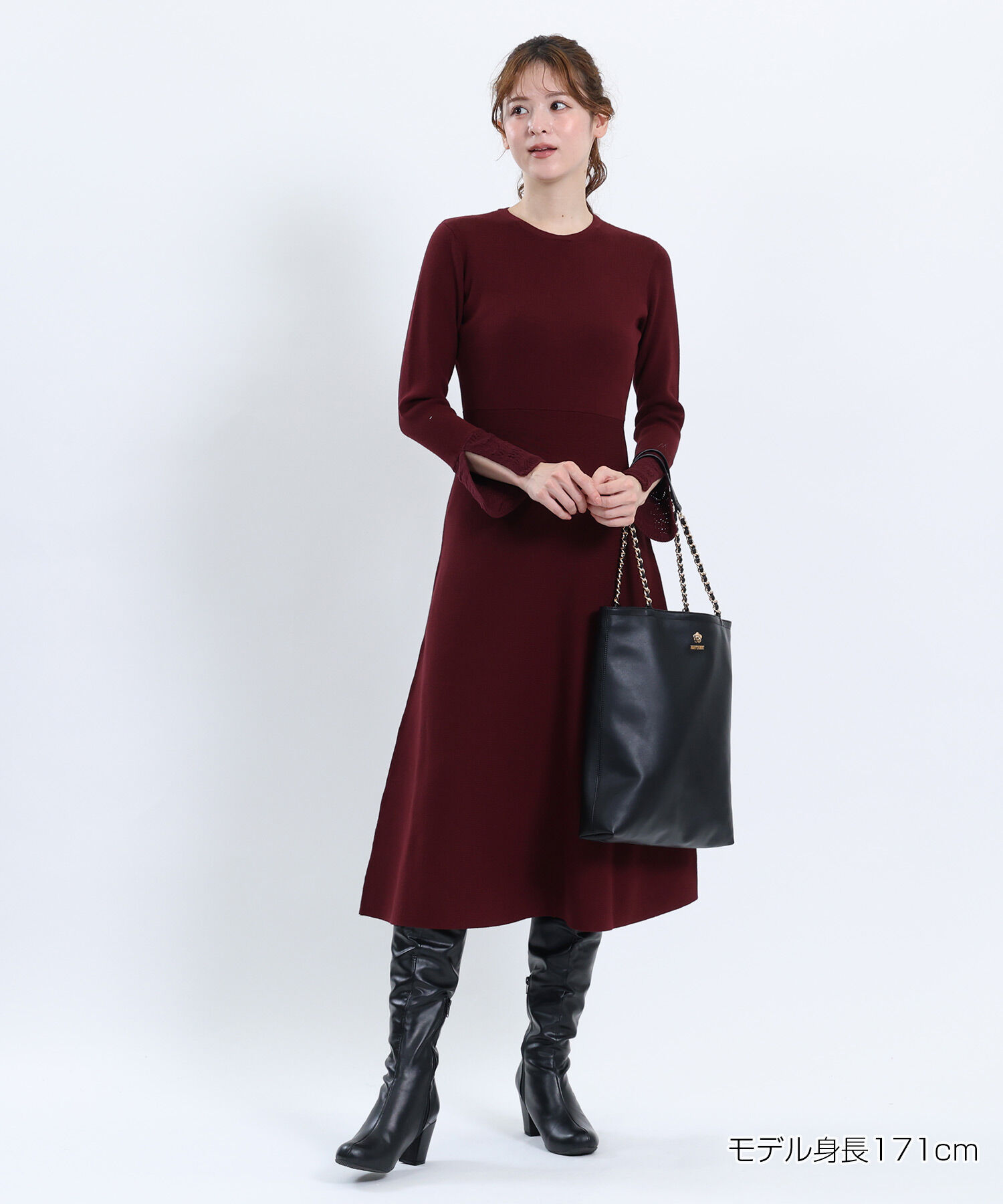 MARY QUANT「クロッシェカラーニットロング ワンピース」|ワンピース|