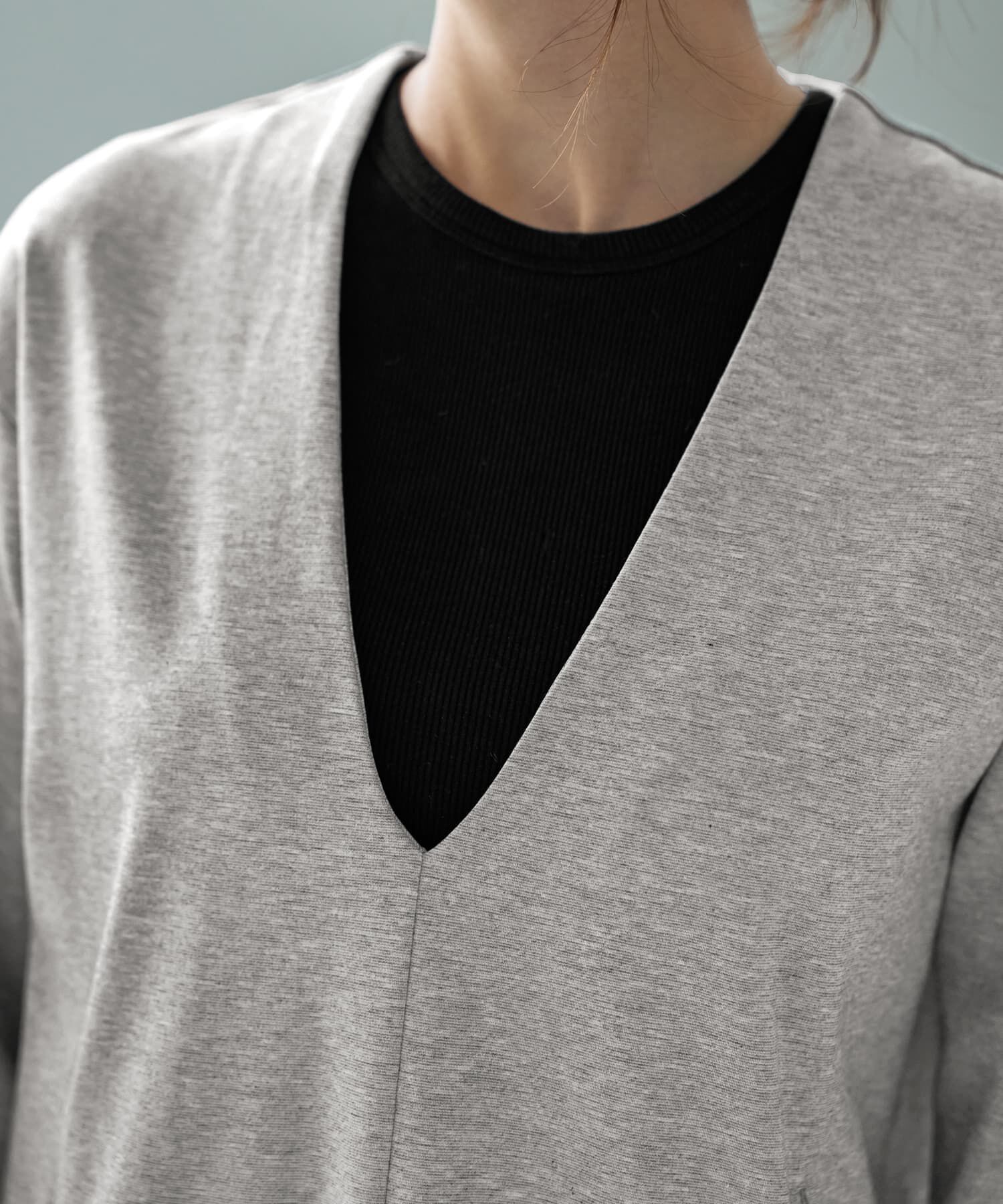 STYLE DELI「【Made in JAPAN】シルキーポンチ深Vワンピース」|ワンピース|