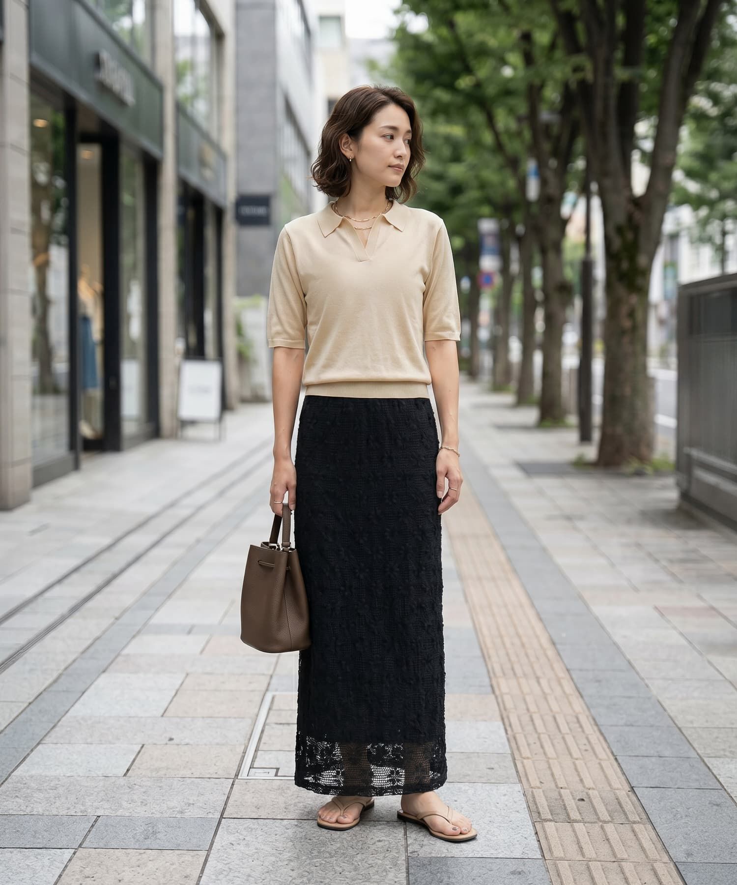 STYLE DELI「薄手シャリ感スキッパーニットトップス」|Tシャツ・カットソー|