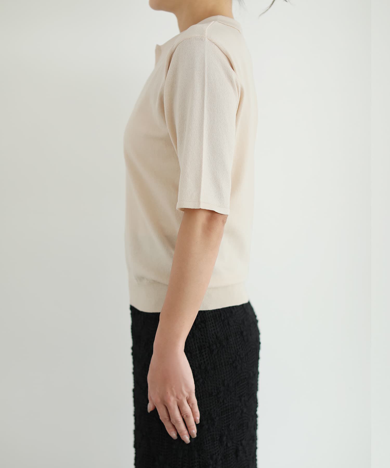 STYLE DELI「薄手シャリ感スキッパーニットトップス」|Tシャツ・カットソー|