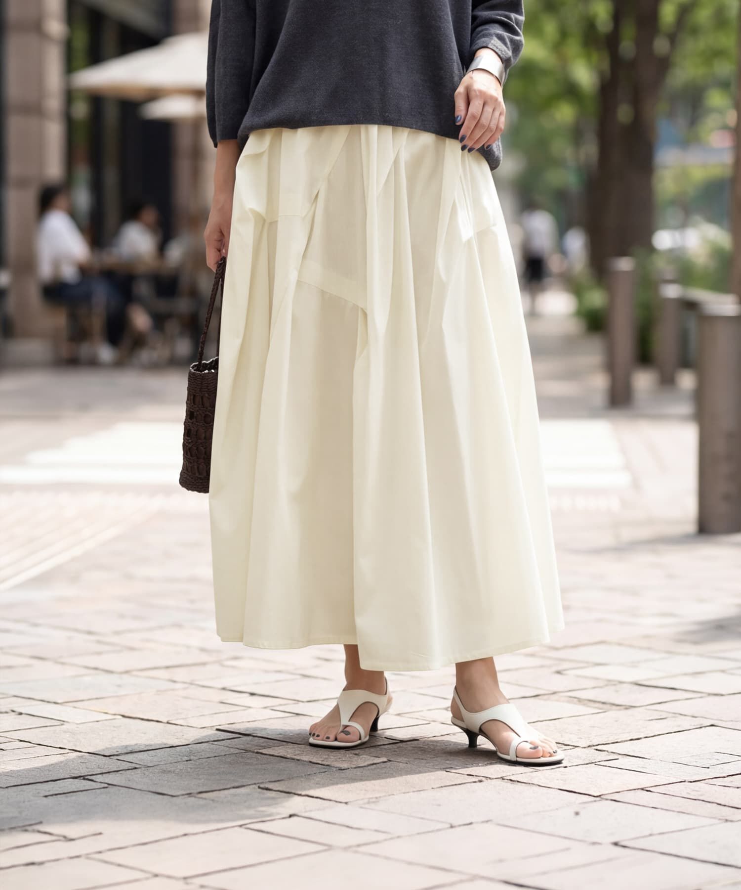 STYLE DELI「【selection】ランダムタック立体フォルムスカート」|スカート|オフホワイト