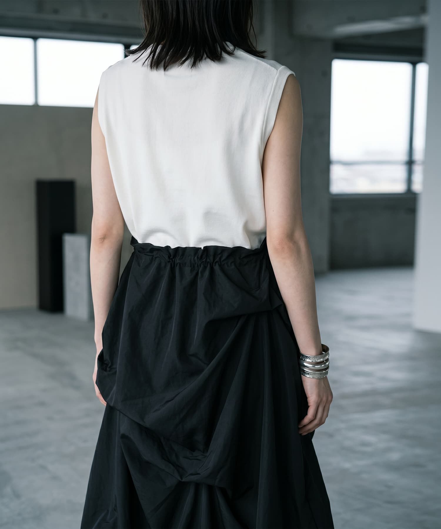 STYLE DELI「【BLK001】タックメニースカートドッキングワンピース」|ワンピース|